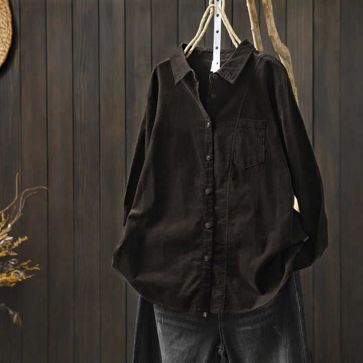 Chemise en coton à manches longues et col montant, ornée de Buddha Stones et de poches décoratives, avec motif boutonnée et motif de pierres de Bouddha - Terre de sienne - US4，UK/AU8，EU36 (L) - image 16