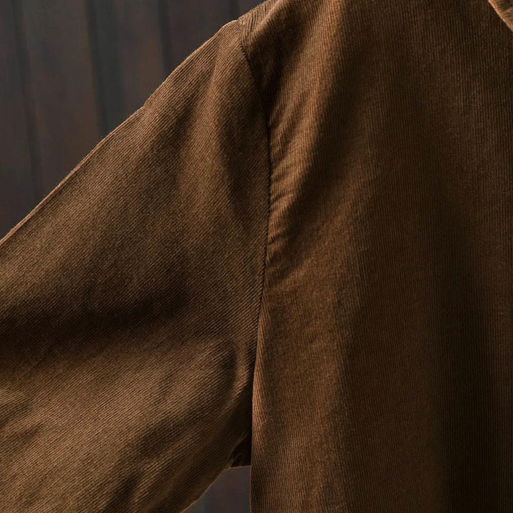 Chemise en coton à manches longues et col montant, ornée de Buddha Stones et de poches décoratives, avec motif boutonnée et motif de pierres de Bouddha - image 10