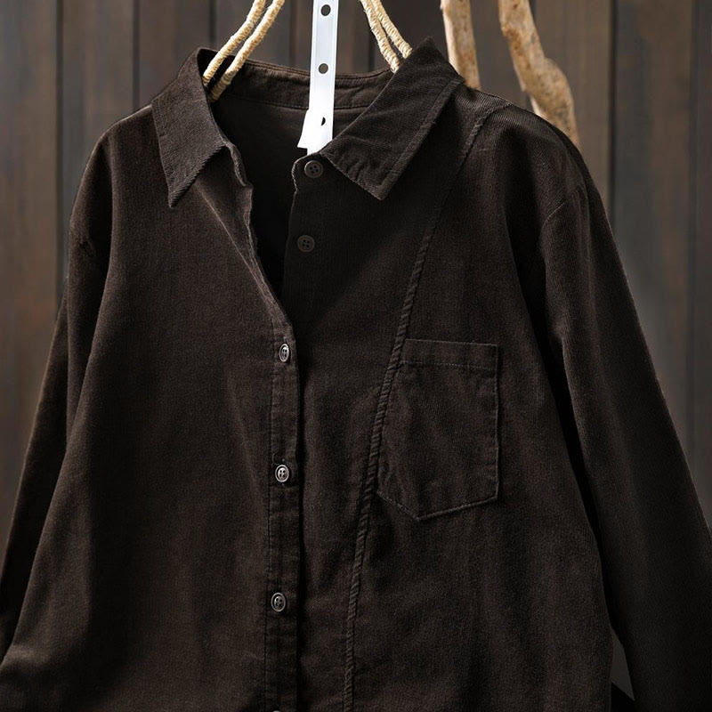 Chemise en coton à manches longues et col montant, ornée de Buddha Stones et de poches décoratives, avec motif boutonnée et motif de pierres de Bouddha - image 17