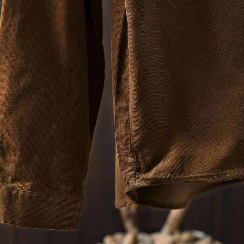 Chemise en coton à manches longues et col montant, ornée de Buddha Stones et de poches décoratives, avec motif boutonnée et motif de pierres de Bouddha - image 11