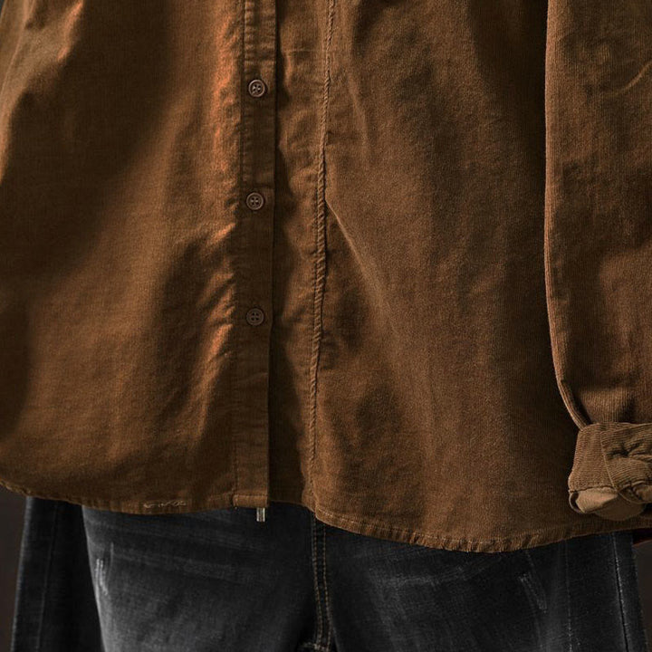 Chemise en coton à manches longues et col montant, ornée de Buddha Stones et de poches décoratives, avec motif boutonnée et motif de pierres de Bouddha - image 12