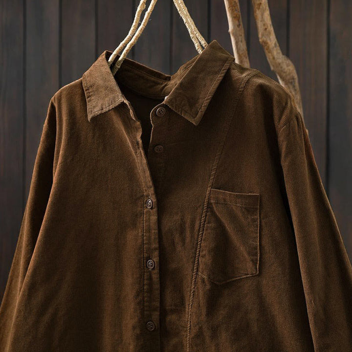 Chemise en coton à manches longues et col montant, ornée de Buddha Stones et de poches décoratives, avec motif boutonnée et motif de pierres de Bouddha - image 3