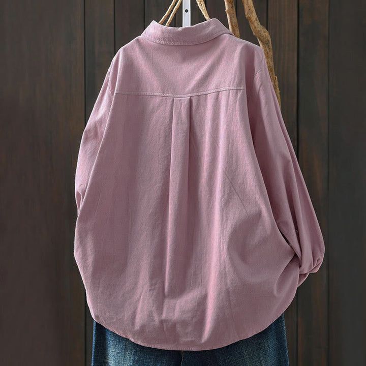 Chemise en coton à manches longues et col montant, ornée de Buddha Stones et de poches décoratives, avec motif boutonnée et motif de pierres de Bouddha - image 19