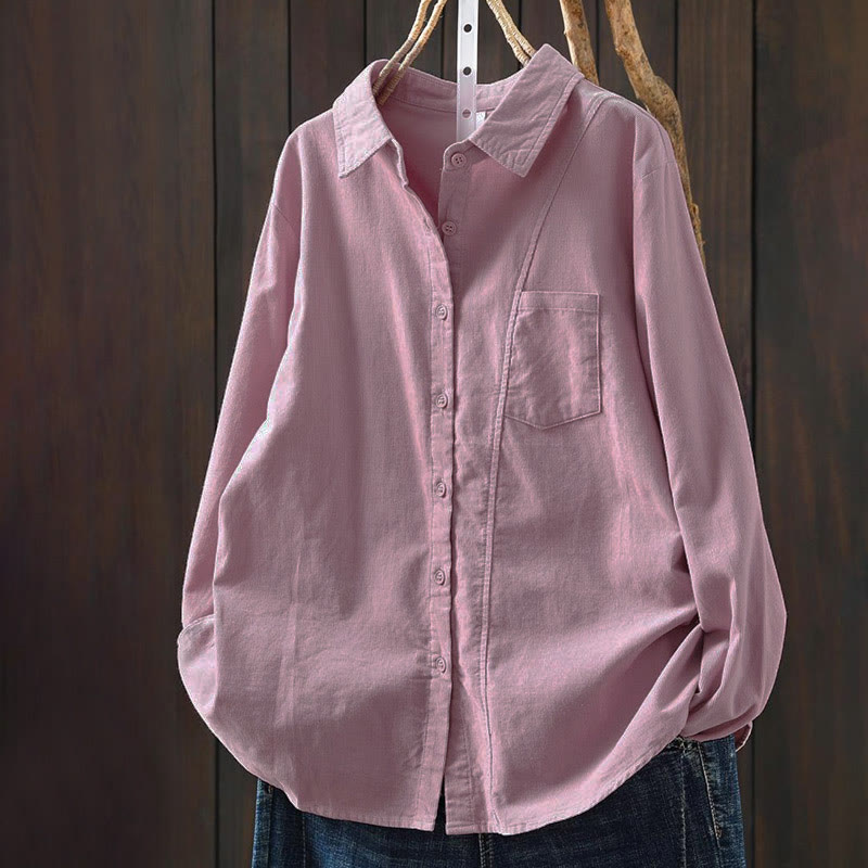 Chemise en coton à manches longues et col montant, ornée de Buddha Stones et de poches décoratives, avec motif boutonnée et motif de pierres de Bouddha - image 20