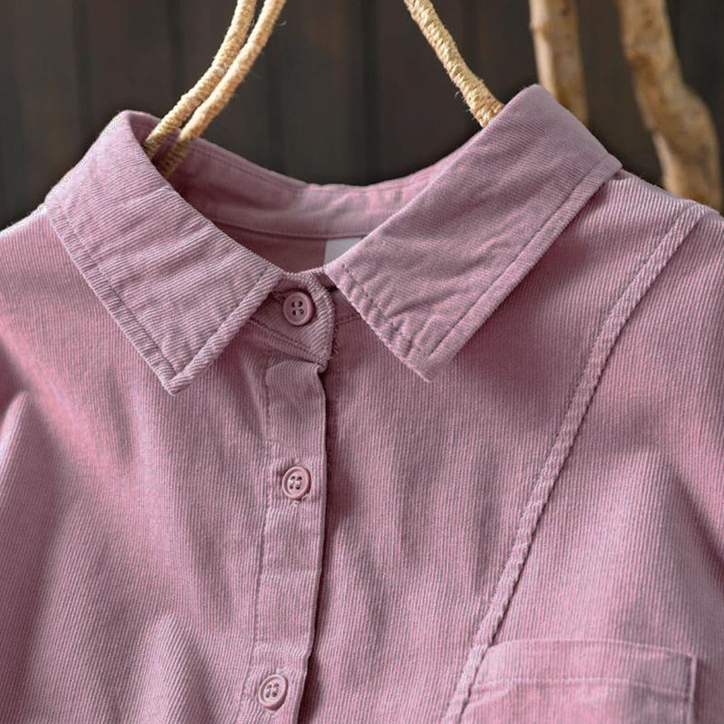 Chemise en coton à manches longues et col montant, ornée de Buddha Stones et de poches décoratives, avec motif boutonnée et motif de pierres de Bouddha - image 23