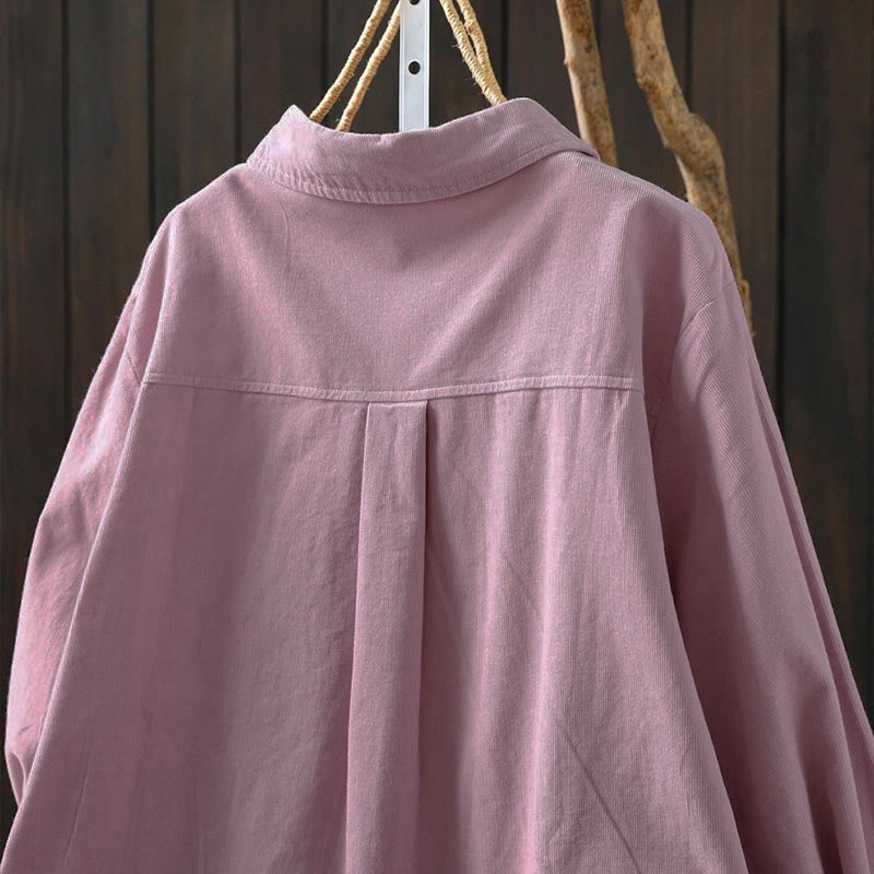 Chemise en coton à manches longues et col montant, ornée de Buddha Stones et de poches décoratives, avec motif boutonnée et motif de pierres de Bouddha - image 22