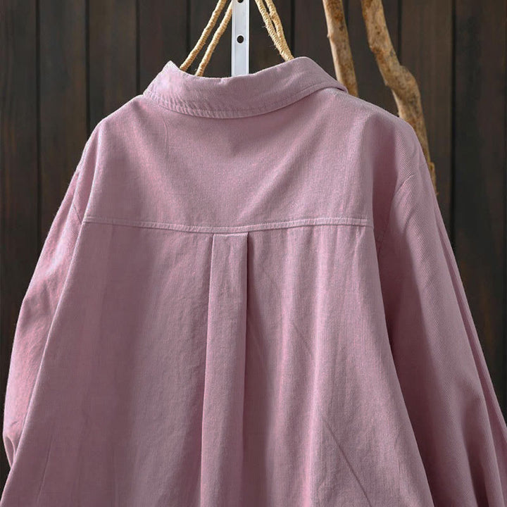 Chemise en coton à manches longues et col montant, ornée de Buddha Stones et de poches décoratives, avec motif boutonnée et motif de pierres de Bouddha - image 22