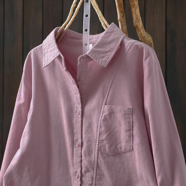 Chemise en coton à manches longues et col montant, ornée de Buddha Stones et de poches décoratives, avec motif boutonnée et motif de pierres de Bouddha - image 21