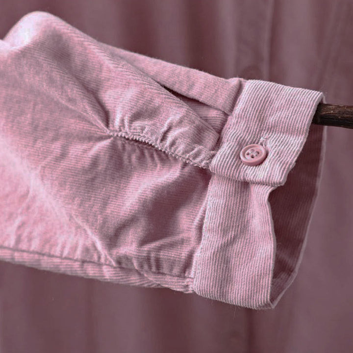 Chemise en coton à manches longues et col montant, ornée de Buddha Stones et de poches décoratives, avec motif boutonnée et motif de pierres de Bouddha - image 27