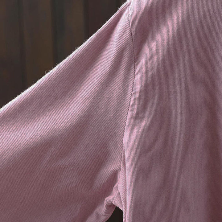 Chemise en coton à manches longues et col montant, ornée de Buddha Stones et de poches décoratives, avec motif boutonnée et motif de pierres de Bouddha - image 26