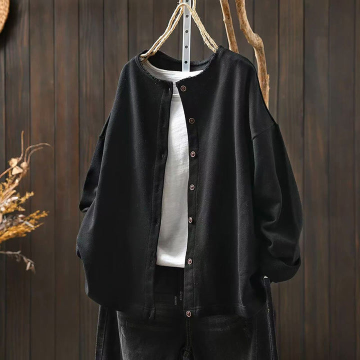 Chemise en coton à manches longues et col rond, motif Buddha Stones - Noir - US4-8/10，UK/AU8-12/14，EU36-40/42 (F) - image 16