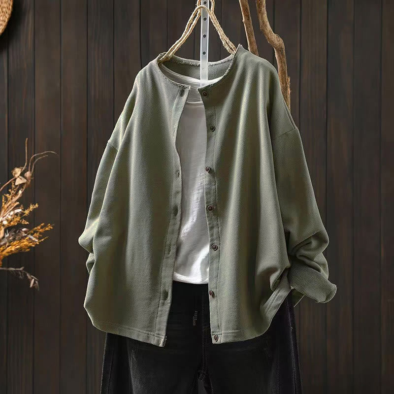 Chemise en coton à manches longues et col rond, motif Buddha Stones - Vert foncé - US4-8/10，UK/AU8-12/14，EU36-40/42 (F) - image 22