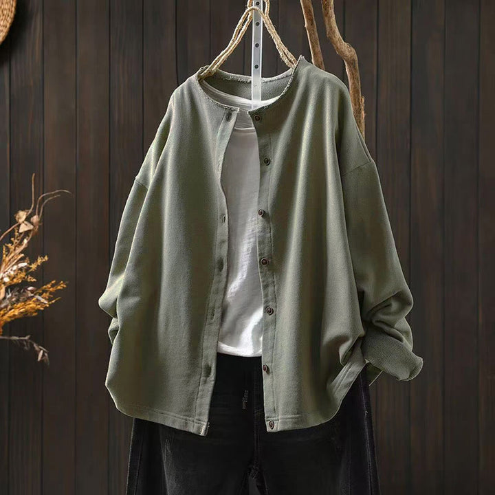 Chemise en coton à manches longues et col rond, motif Buddha Stones - Vert foncé - US4-8/10，UK/AU8-12/14，EU36-40/42 (F) - image 22