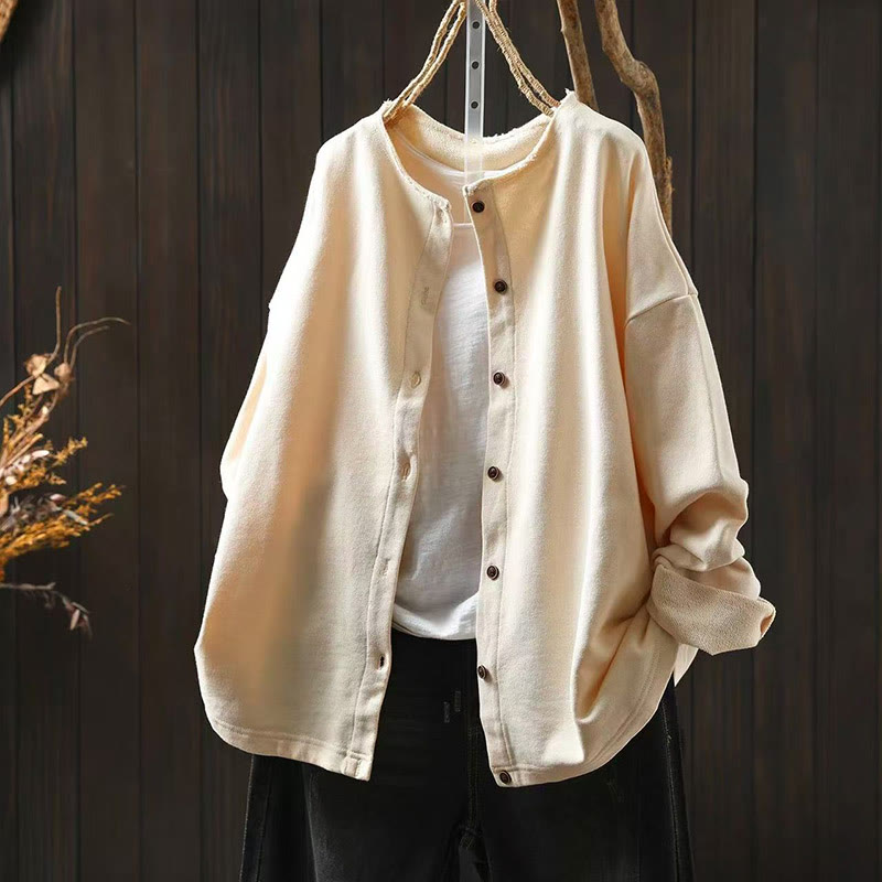 Chemise en coton à manches longues et col rond, motif Buddha Stones - Beige - US4-8/10，UK/AU8-12/14，EU36-40/42 (F) - image 20