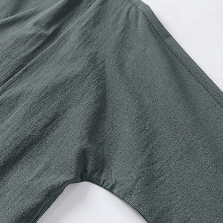 Kimono homme à manches courtes en coton et lin, orné de Buddha Stones et d'un seul bouton chinois. - image 8