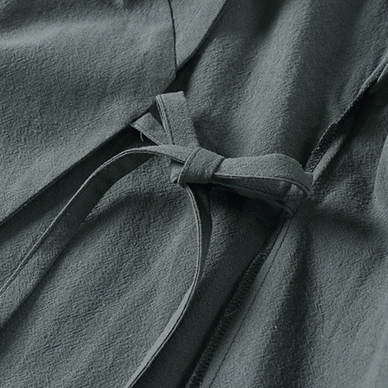 Kimono homme à manches courtes en coton et lin, orné de Buddha Stones et d'un seul bouton chinois. - image 5