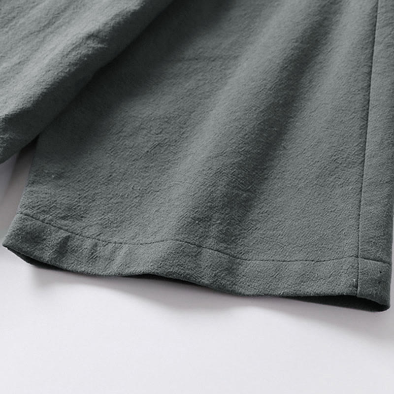 Kimono homme à manches trois-quarts en coton et lin uni à lacets Buddha Stones - image 7