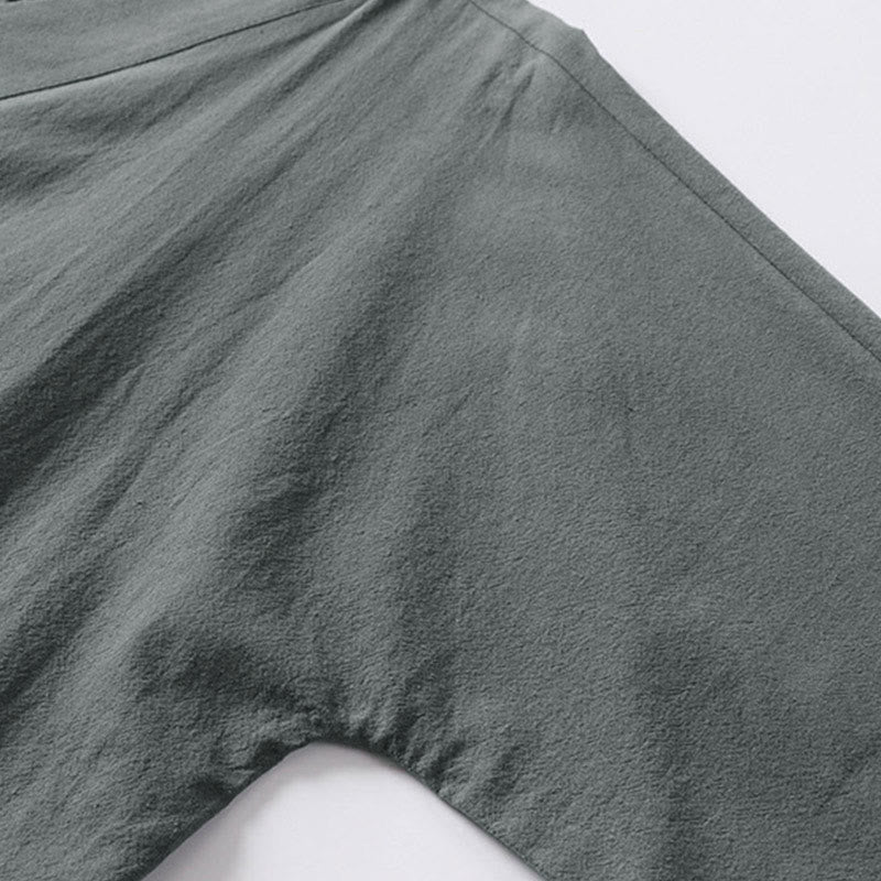 Kimono homme à manches trois-quarts en coton et lin uni à lacets Buddha Stones - image 6