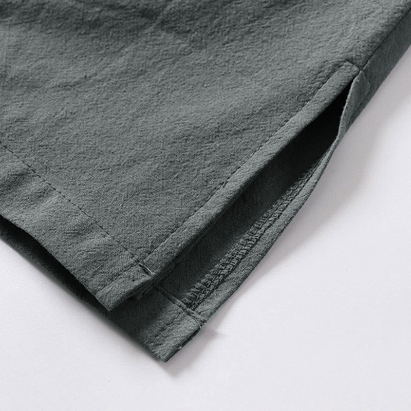 Kimono homme à manches trois-quarts en coton et lin uni à lacets Buddha Stones - image 5