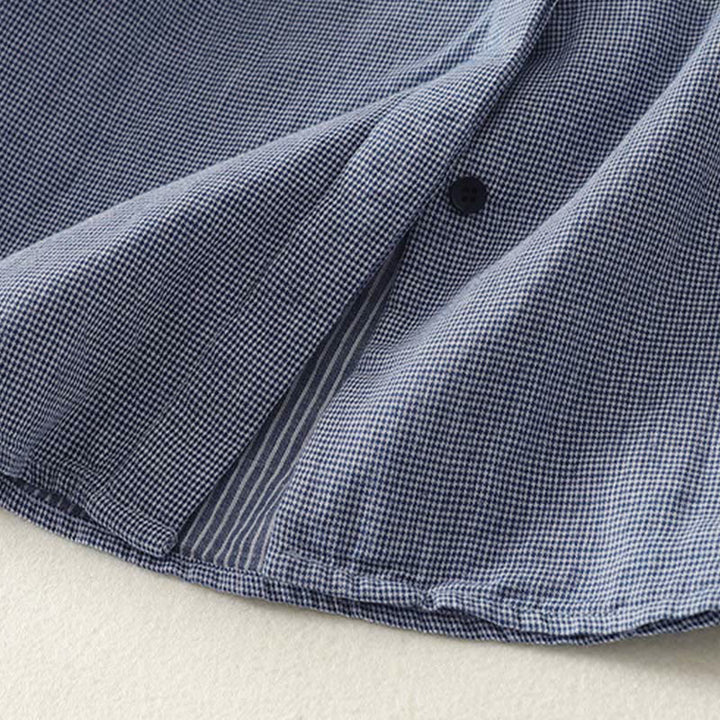 Chemise à manches longues pour femme, rayures bleues, col montant, boutons, motif Buddha Stones, style automne - image 6