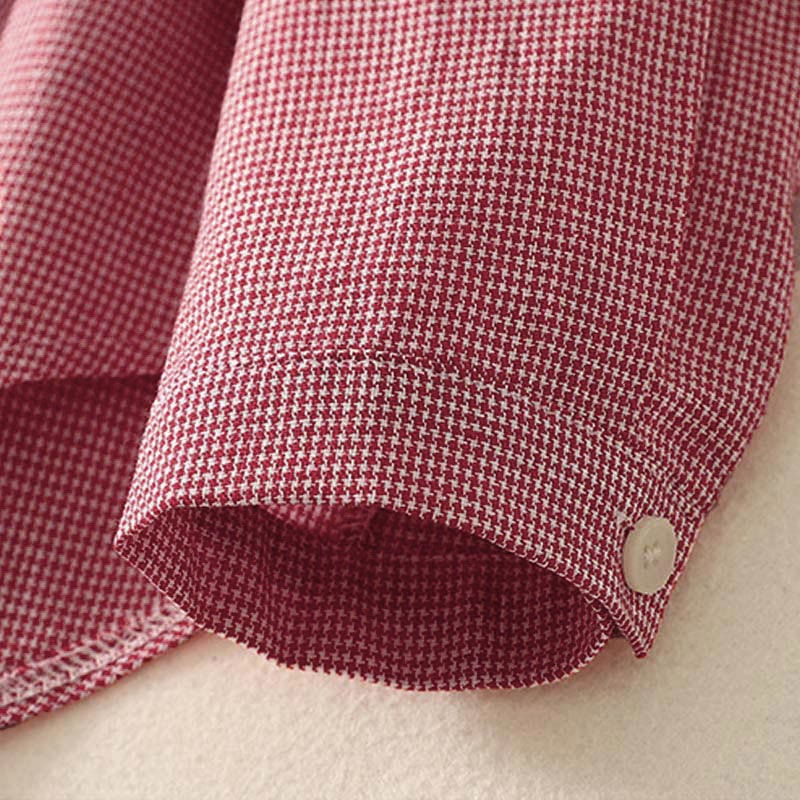 Chemise à manches longues pour femme, motif chat et Buddha Stones, broderie à carreaux, col montant et boutons. - image 12