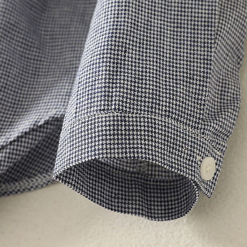 Chemise à manches longues pour femme, motif chat et Buddha Stones, broderie à carreaux, col montant et boutons. - image 3