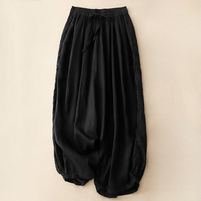 Pantalon Capri court harem à taille élastique et poches pour femme, motif Buddha Stones - Noir - US8-10，UK/AU12-14，EU40-42 (2XL) - image 10
