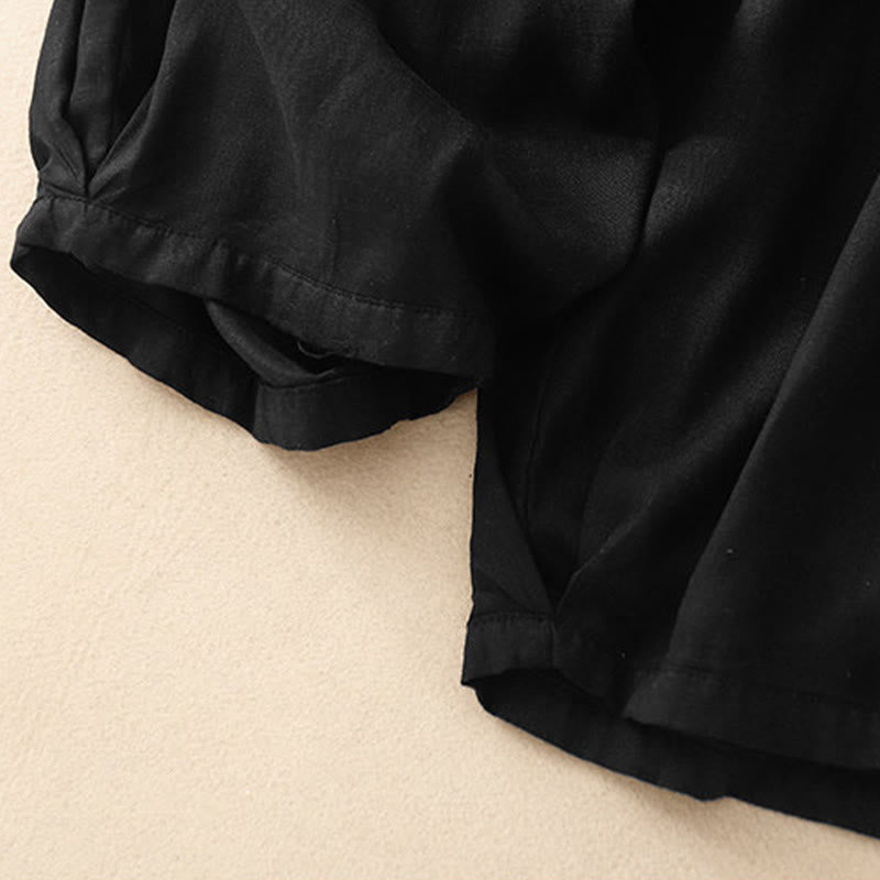 Pantalon Capri court harem en coton à taille élastique et poches, motif Buddha Stones , été - image 15