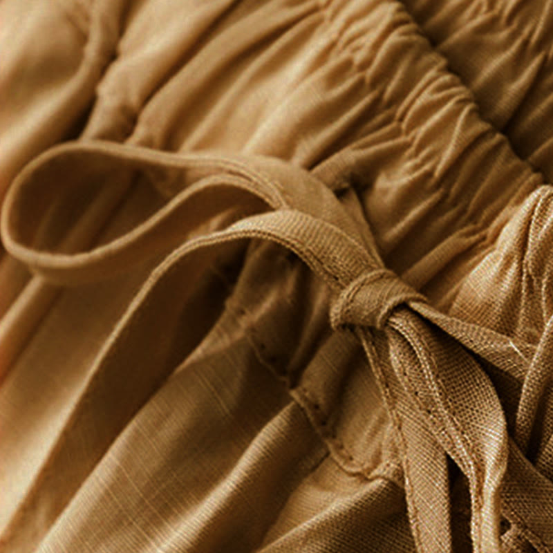 Pantalon Capri court harem en coton à taille élastique et poches, motif Buddha Stones , été - image 24