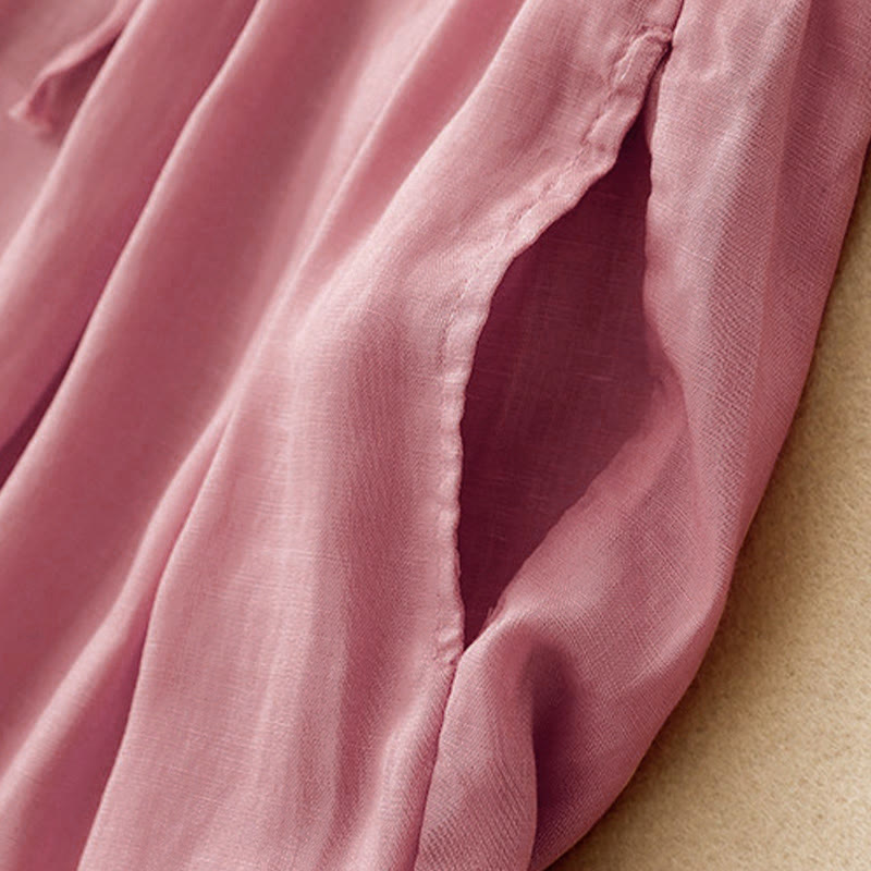 Pantalon Capri court harem en coton à taille élastique et poches, motif Buddha Stones , été - image 21