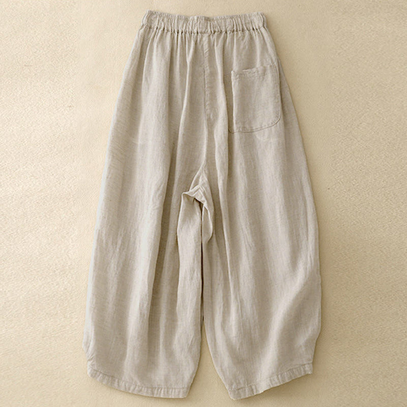 Pantalon Capri court harem à taille élastique et poches pour femme, motif Buddha Stones - image 1