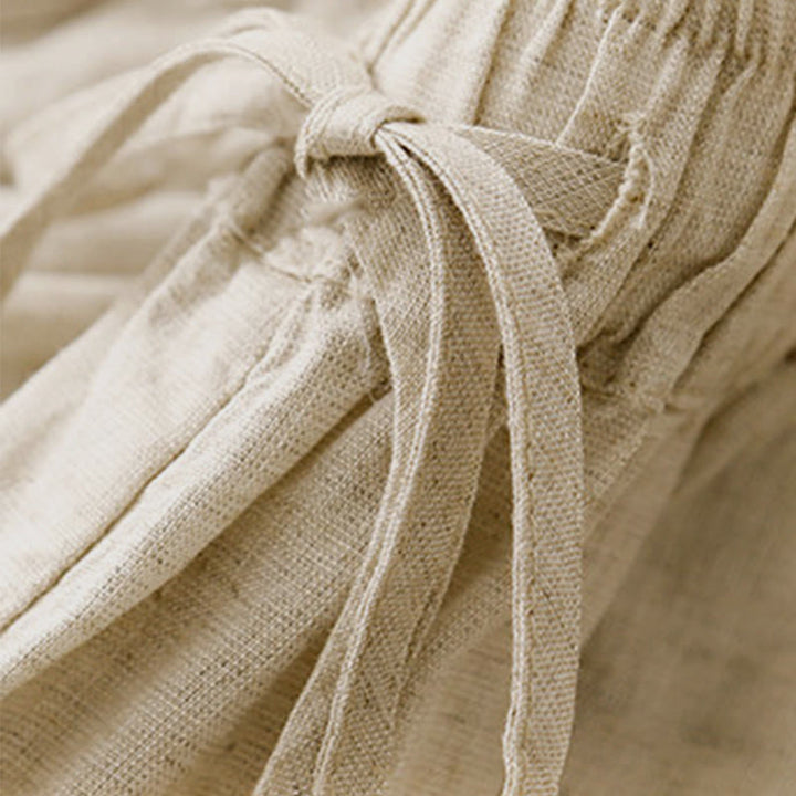 Pantalon Capri court harem en coton à taille élastique et poches, motif Buddha Stones , été - image 2