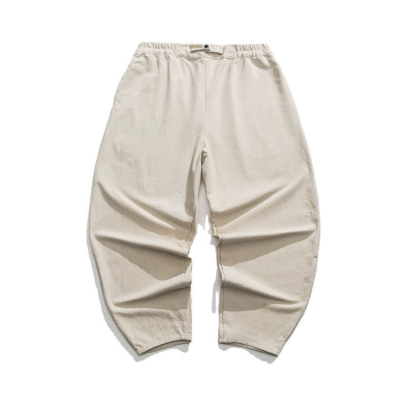 Pantalon d'été uni Buddha Stones pour homme, coupe droite, fermeture à boutons de style chinois, en coton et lin avec poches - image 16
