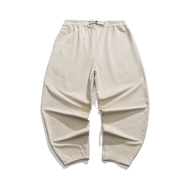 Pantalon d'été uni Buddha Stones pour homme, coupe droite, fermeture à boutons de style chinois, en coton et lin avec poches - image 16