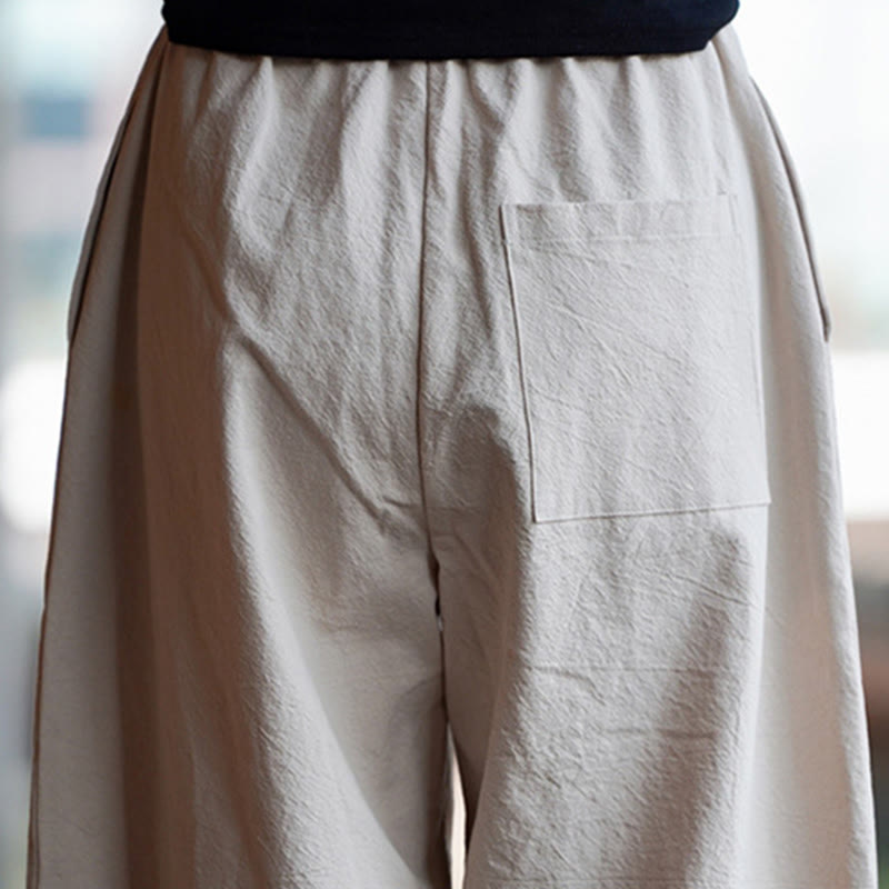 Pantalon d'été uni Buddha Stones pour homme, coupe droite, fermeture à boutons de style chinois, en coton et lin avec poches - image 13