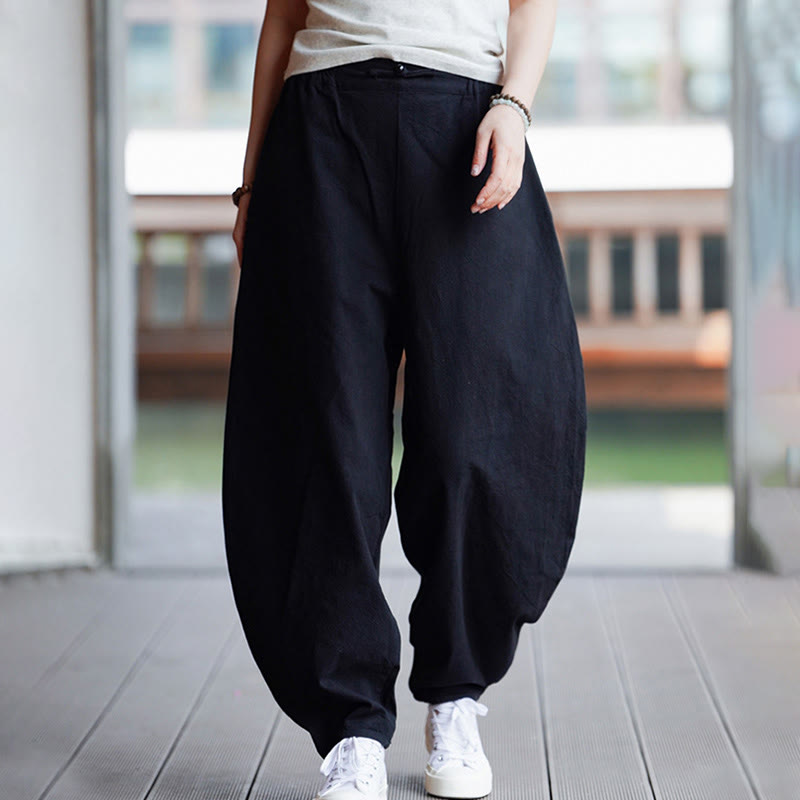 Pantalon d'été uni Buddha Stones pour homme, coupe droite, fermeture à boutons de style chinois, en coton et lin avec poches - image 26