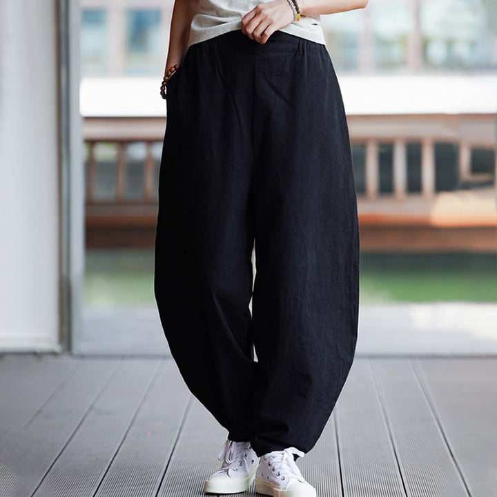 Pantalon d'été uni Buddha Stones pour homme, coupe droite, fermeture à boutons de style chinois, en coton et lin avec poches - image 21