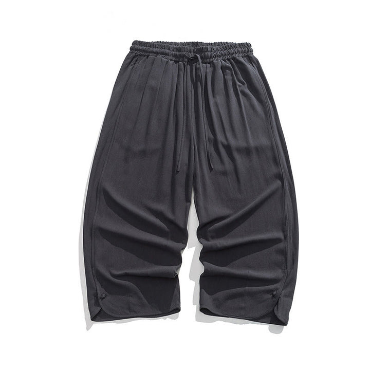 Pantalon d'été uni en lin et coton, motif Buddha Stones, avec cordon de serrage et poches, longueur 7-8. - image 36