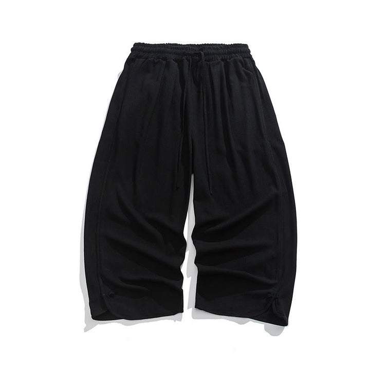 Pantalon d'été uni en lin et coton, motif Buddha Stones, avec cordon de serrage et poches, longueur 7-8. - image 26