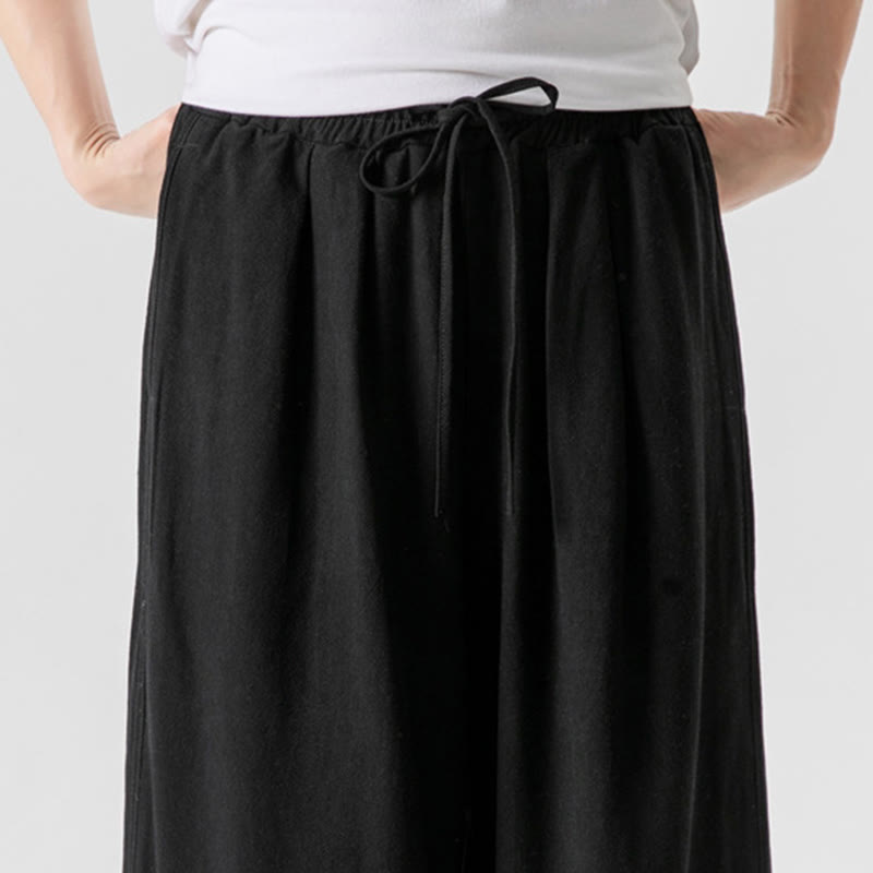 Pantalon d'été uni en lin et coton, motif Buddha Stones, avec cordon de serrage et poches, longueur 7-8. - image 23