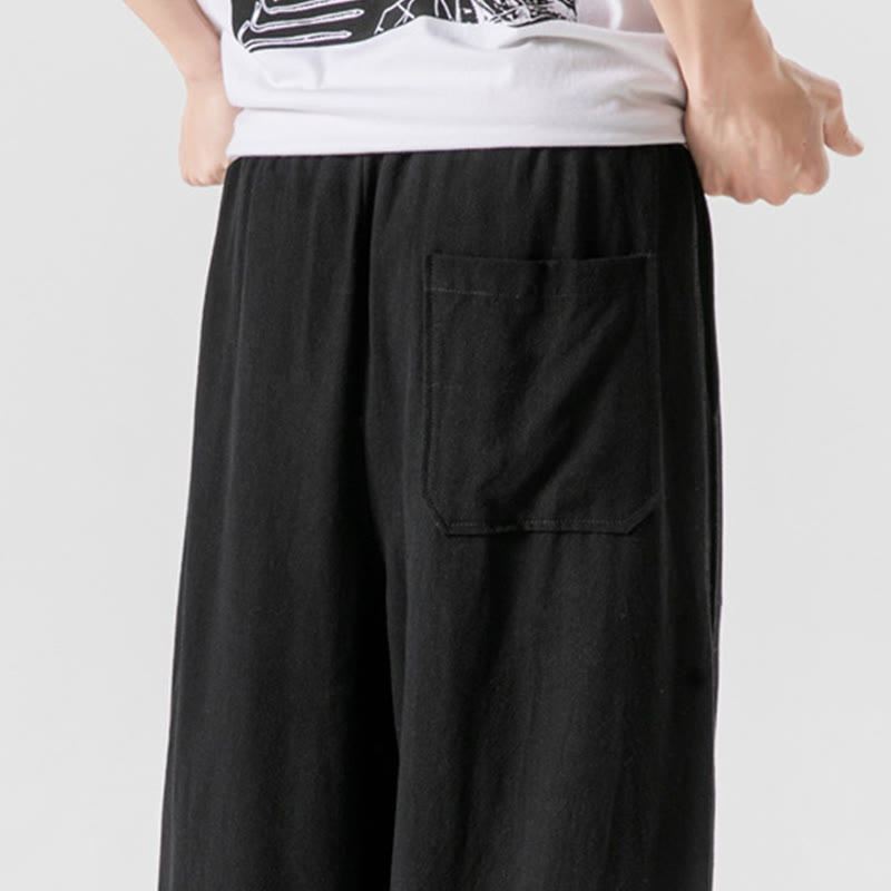 Pantalon d'été uni en lin et coton, motif Buddha Stones, avec cordon de serrage et poches, longueur 7-8. - image 24