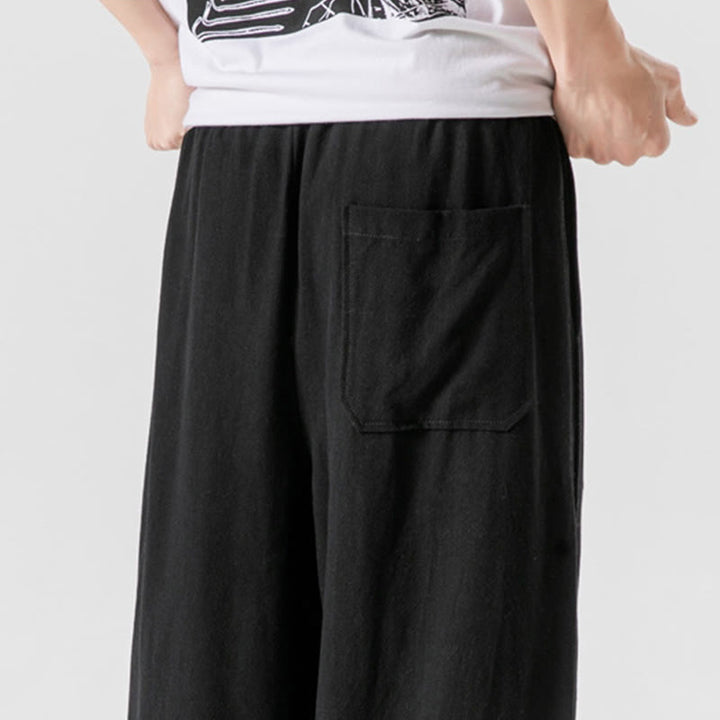 Pantalon d'été uni en lin et coton, motif Buddha Stones, avec cordon de serrage et poches, longueur 7-8. - image 24