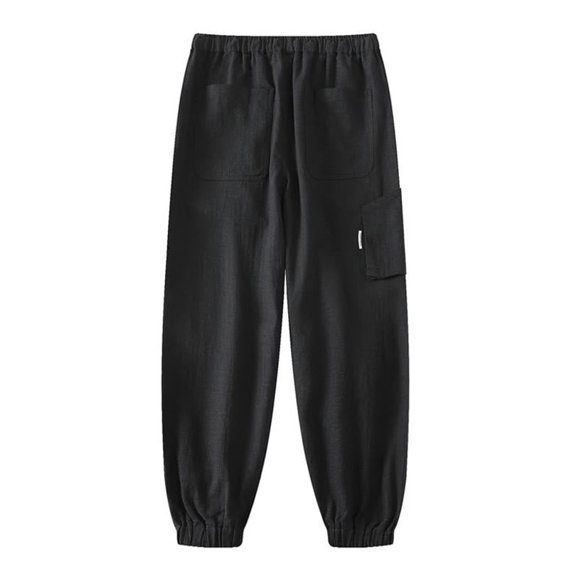 Pantalon d'été pour homme en ramie, lin et coton, longueur cheville, ourlets élastiques, coupe fuselée et poches, avec Buddha Stones - image 14