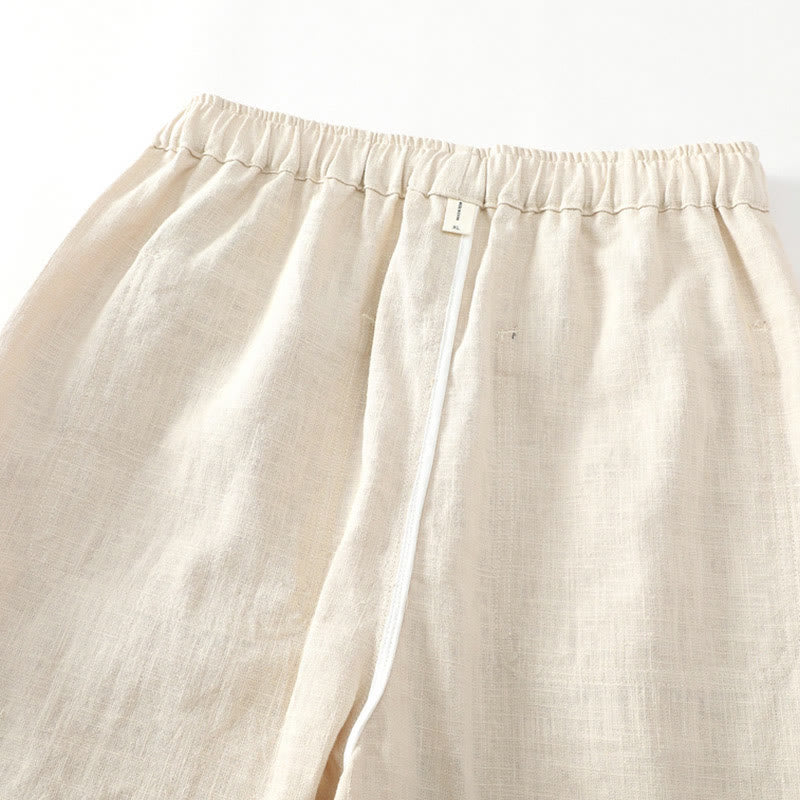 Pantalon d'été pour homme en ramie, lin et coton, longueur cheville, ourlets élastiques, coupe fuselée et poches, avec Buddha Stones - image 8