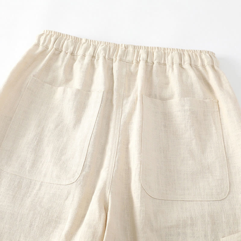 Pantalon d'été pour homme en ramie, lin et coton, longueur cheville, ourlets élastiques, coupe fuselée et poches, avec Buddha Stones - image 5