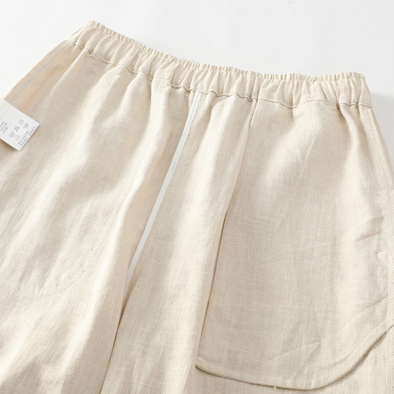 Pantalon d'été pour homme en ramie, lin et coton, longueur cheville, ourlets élastiques, coupe fuselée et poches, avec Buddha Stones - image 7