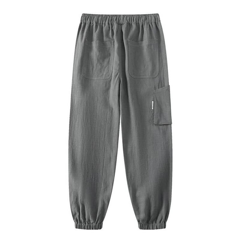 Pantalon d'été pour homme en ramie, lin et coton, longueur cheville, ourlets élastiques, coupe fuselée et poches, avec Buddha Stones - image 12
