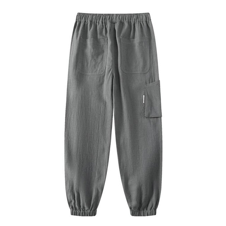 Pantalon d'été pour homme en ramie, lin et coton, longueur cheville, ourlets élastiques, coupe fuselée et poches, avec Buddha Stones - image 12