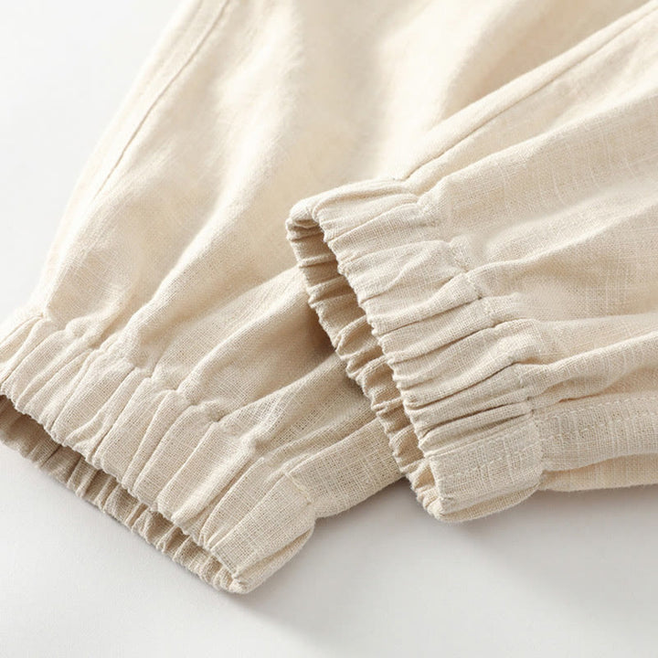 Pantalon d'été pour homme en ramie, lin et coton, longueur cheville, ourlets élastiques, coupe fuselée et poches, avec Buddha Stones - image 9