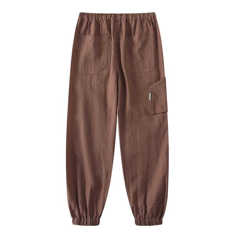 Pantalon d'été pour homme en ramie, lin et coton, longueur cheville, ourlets élastiques, coupe fuselée et poches, avec Buddha Stones - image 16